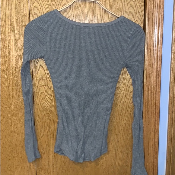 Gray Ribbed Henley - Picture 2 of 2